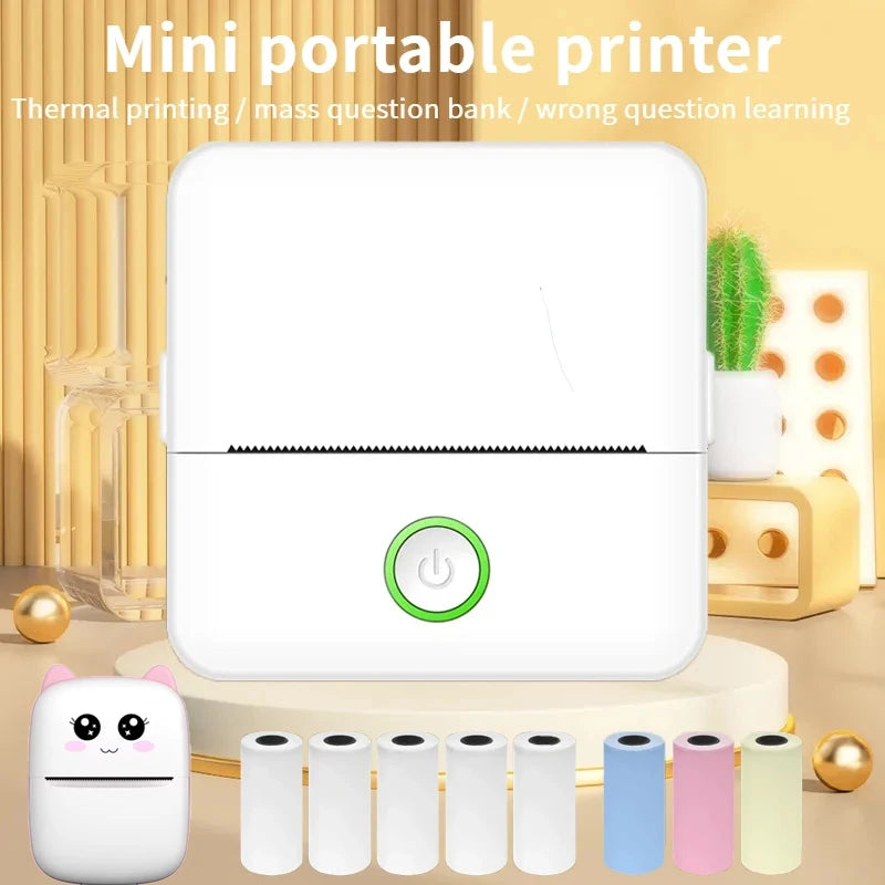 X6 Mini HD Portable Printer Sticker Label Bluetooth Pocket Thermal Printer with Rolls Paper for Student Note Inkless Printing